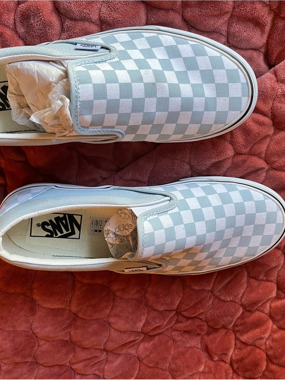 Vans Slip-On Checkerboard Sneakers - Light Blue & White. - Picture 4 of 5